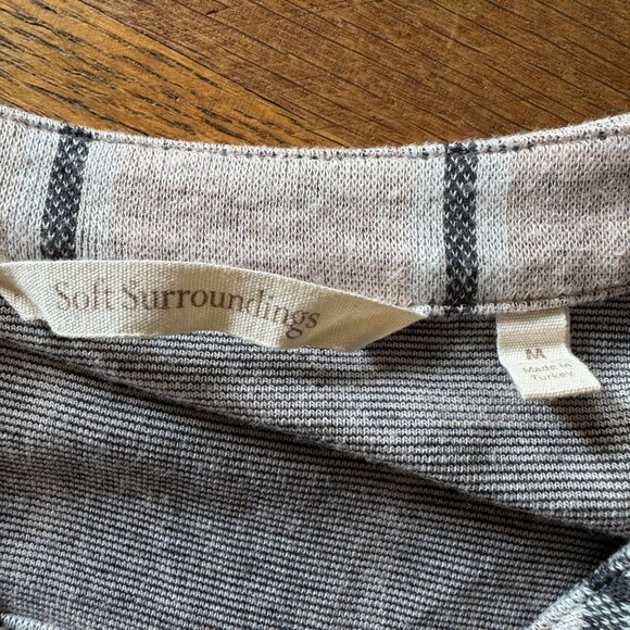 Soft Surroundings Top M Pink Gray Plaid Button-Front Long-Sleeve Tunic - Picture 4 of 7